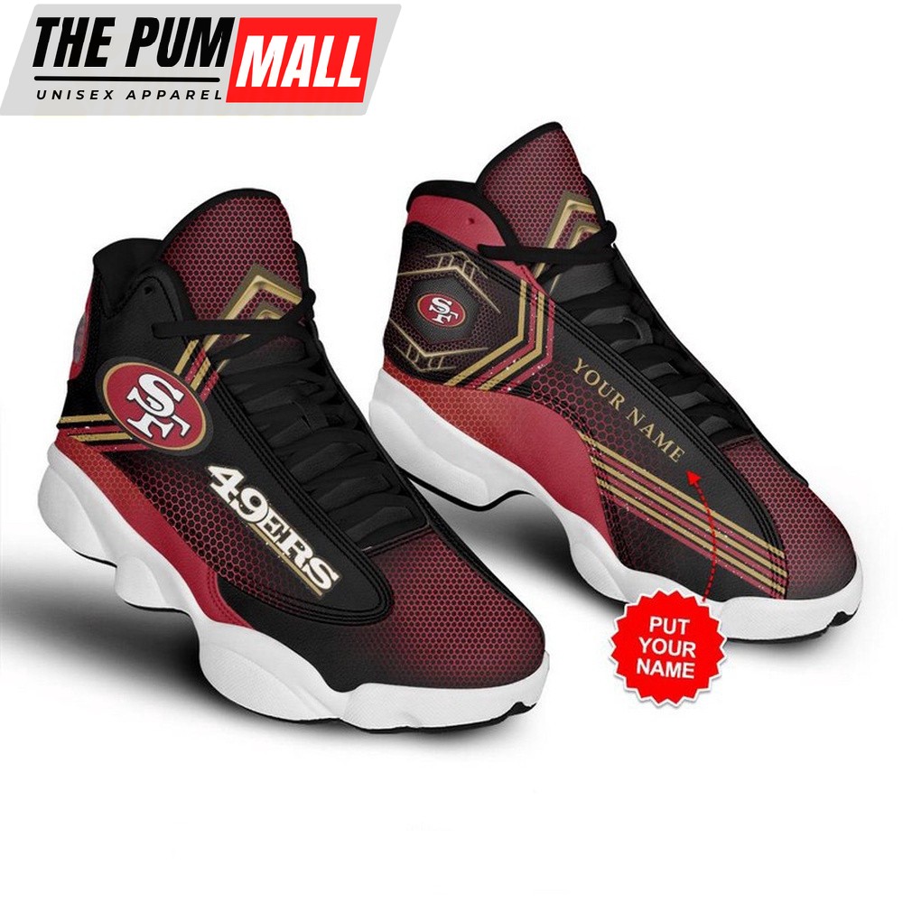 Personalized NFL San Francisco 49Ers Football Logo Black Red Air Jd 13 Shoes