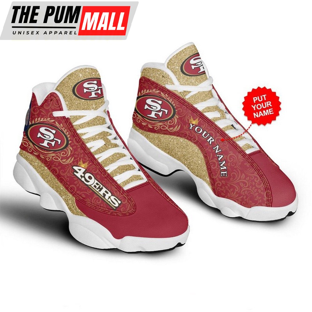 Personalized NFL San Francisco 49Ers Football Logo Red Yellow Air Jd 13 Shoes