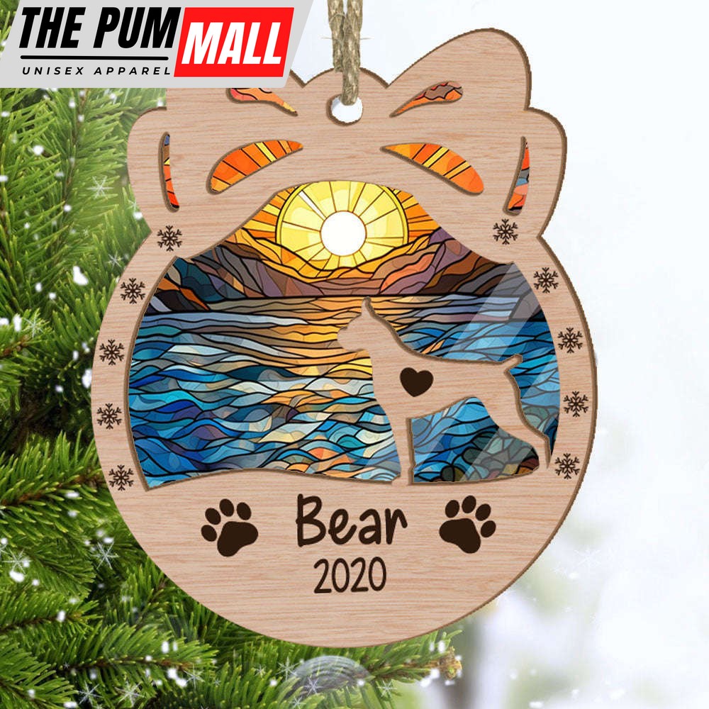 Personalized Orna Bow Boxer Cropped Ears Suncatcher Ornament Personalized Christmas Gift for Dog Lover Limited Edition