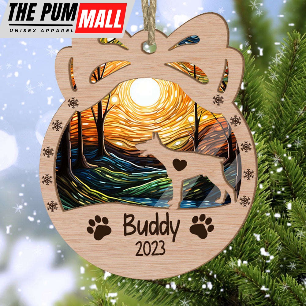 Personalized Orna Bow Doberman Pinscher Suncatcher Ornament Personalized Christmas Gift for Dog Lover Limited Edition