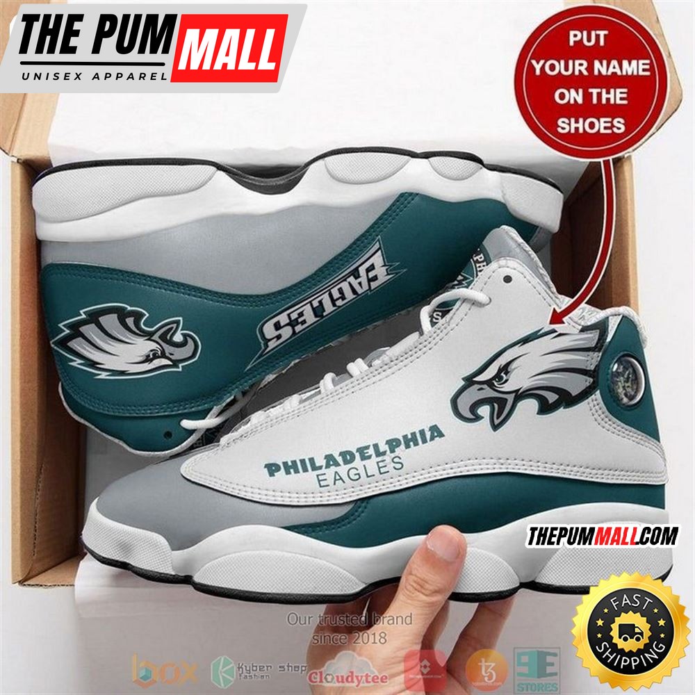 Personalized Philadelphia Eagles Nfl Big Logo Football Team Air Jd 13 Sneaker Shoes