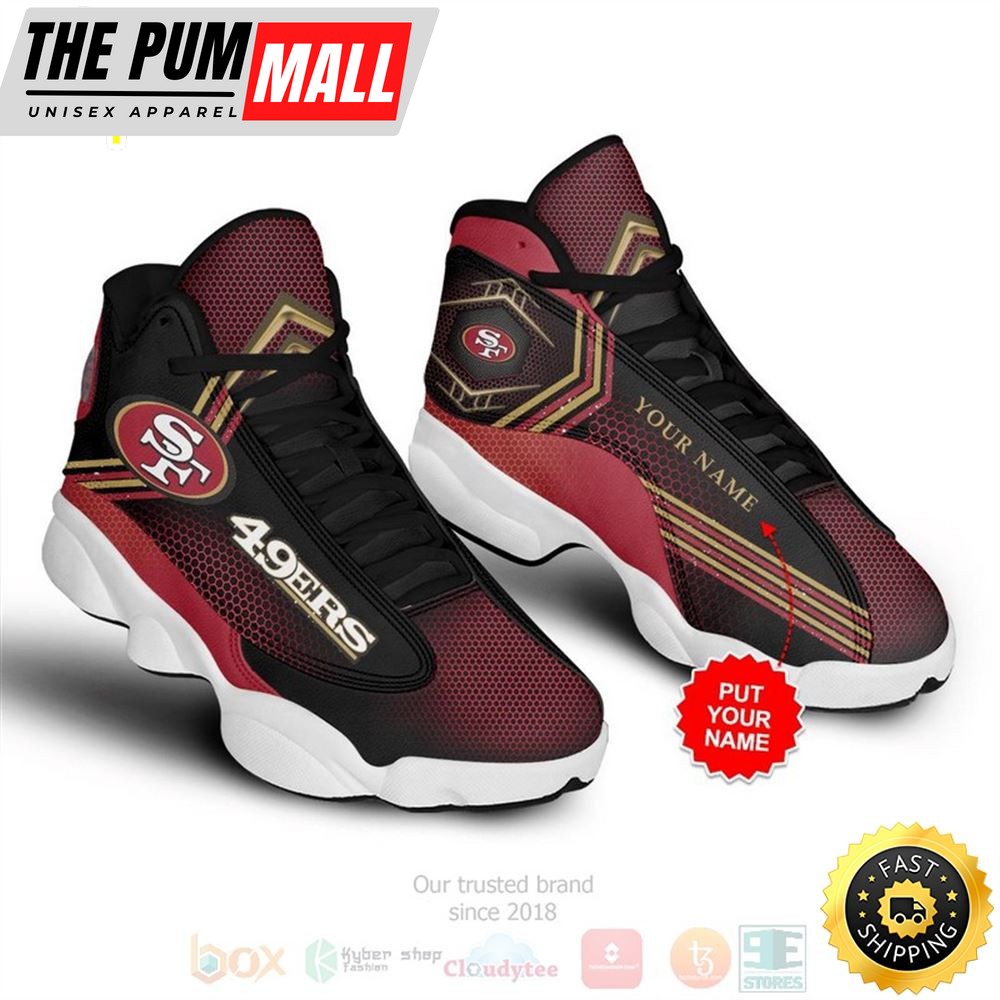 Personalized San Francisco 49Ers Nfl Custom Black Red Air Jd 13 Shoes