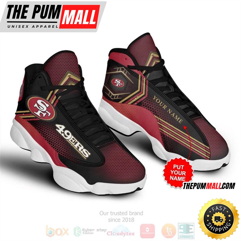 Personalized San Francisco 49Ers Nfl Custom Black Red Air Jd 13 Shoes