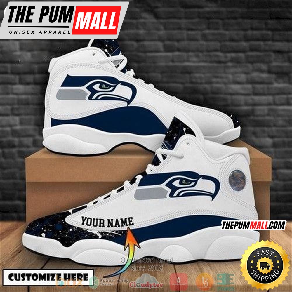 Personalized Seattle Seahawks Nfl Football Team Big Logo 36 Gift Air Jd 13 Sneaker Shoes