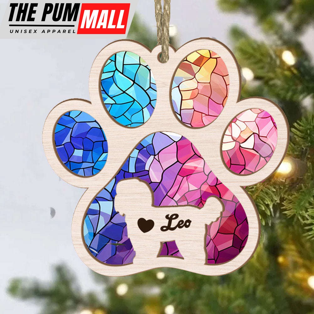 Personalized Shih Tzu Paw Rianbow Suncatcher Ornament – Custom Dogs Name Christmas Ornament, Gift for Dog Lover Limited Edition