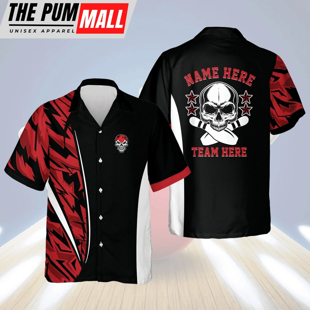 Personalized Skull Bowling Shirts for Men: Custom Hawaiian Shirt