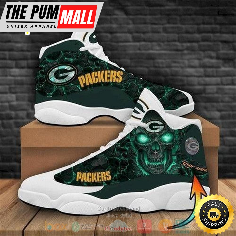 Personalized Skull Green Bay Packers Nfl Teams Football Logo Air Jd 13 Shoes