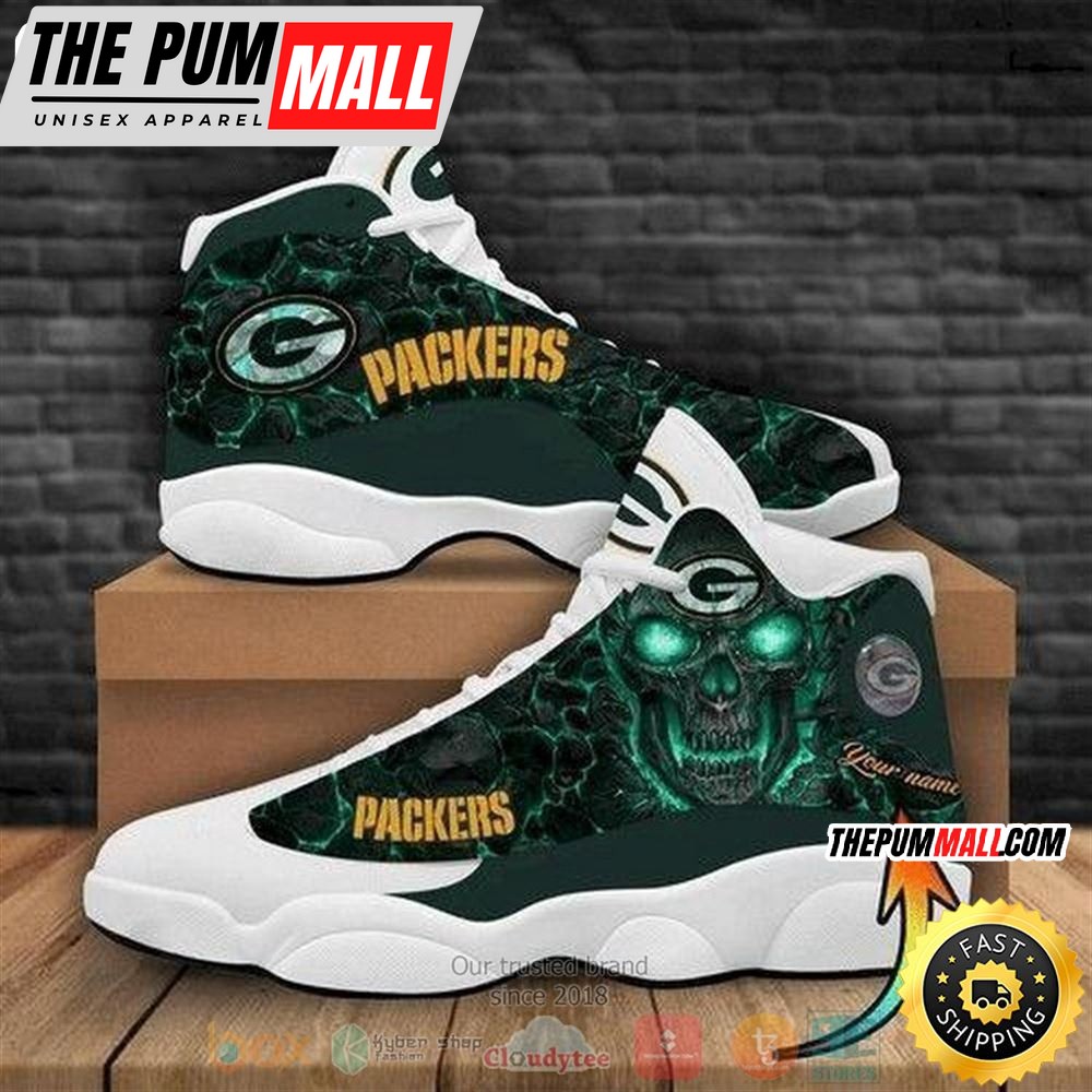 Personalized Skull Green Bay Packers Nfl Teams Football Logo Air Jd 13 Shoes