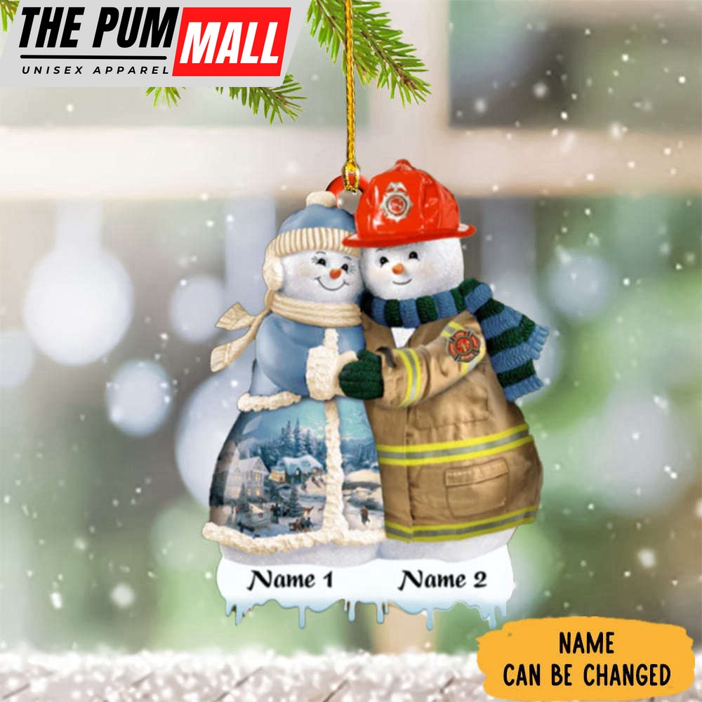Personalized Snowman Couple Firefighter Ornament Christmas Ornaments Firefighter 2023 Limited Edition