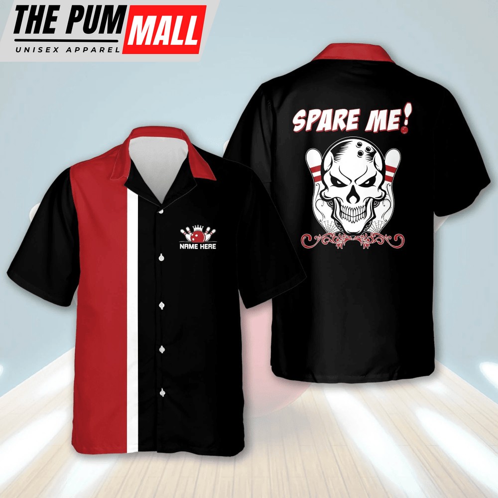 Personalized Spare Me Bowling Hawaiian Shirt for Men – Custom Name Bowling Shirt