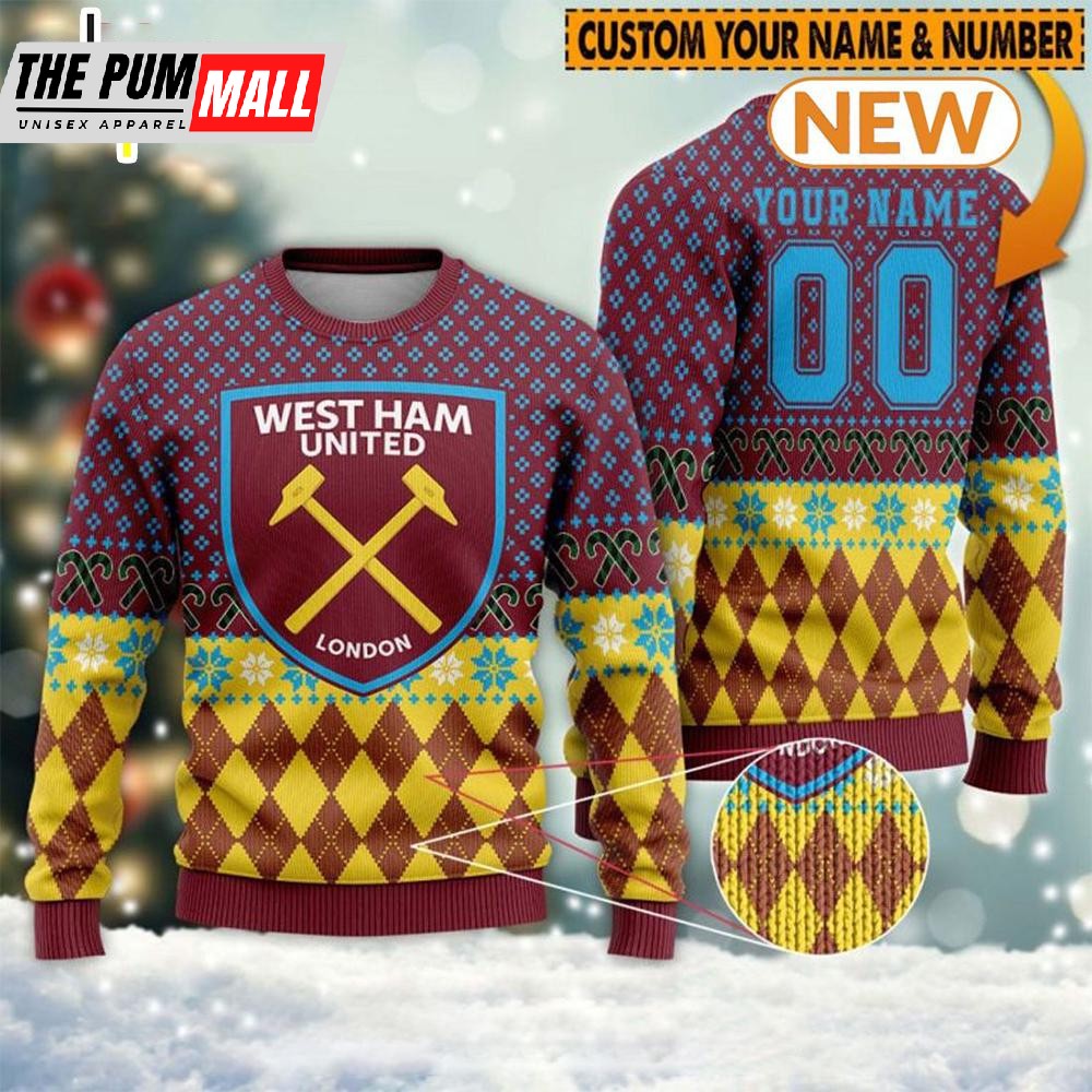 Personalized West Ham United Ugly Christmas Sweater Shirt, Sweatshirt