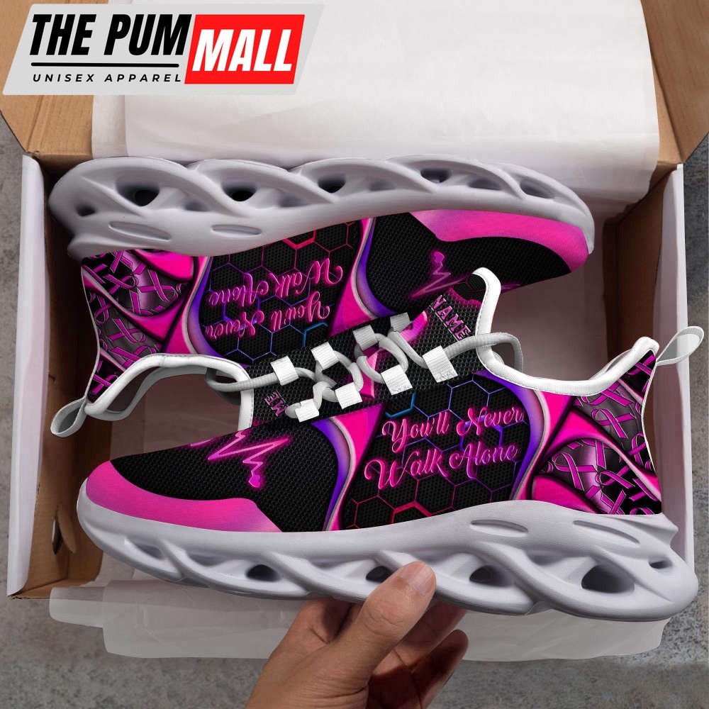 Personalized You’ll Never Walk Alone Breast Cancer Max Shoes, Breast Cancer Warrior Gift
