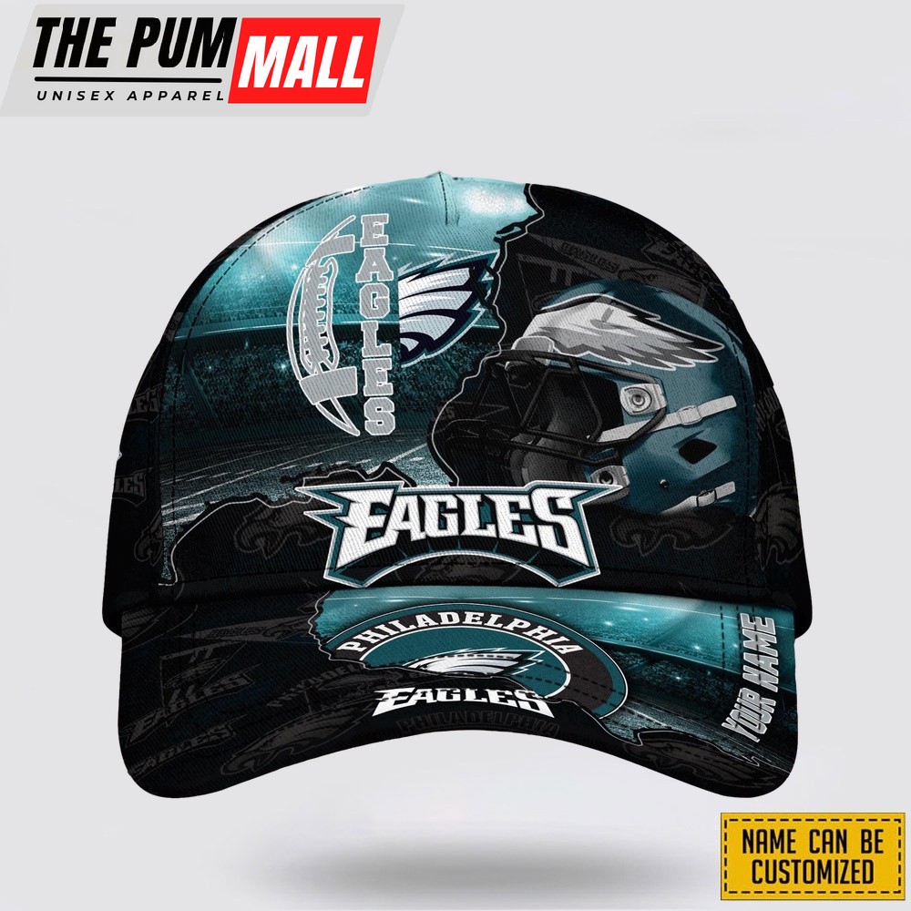 Philadelphia Eagles All Over Printed Nfl Baseball Caps Custom Name Caps Limited Edition Gift