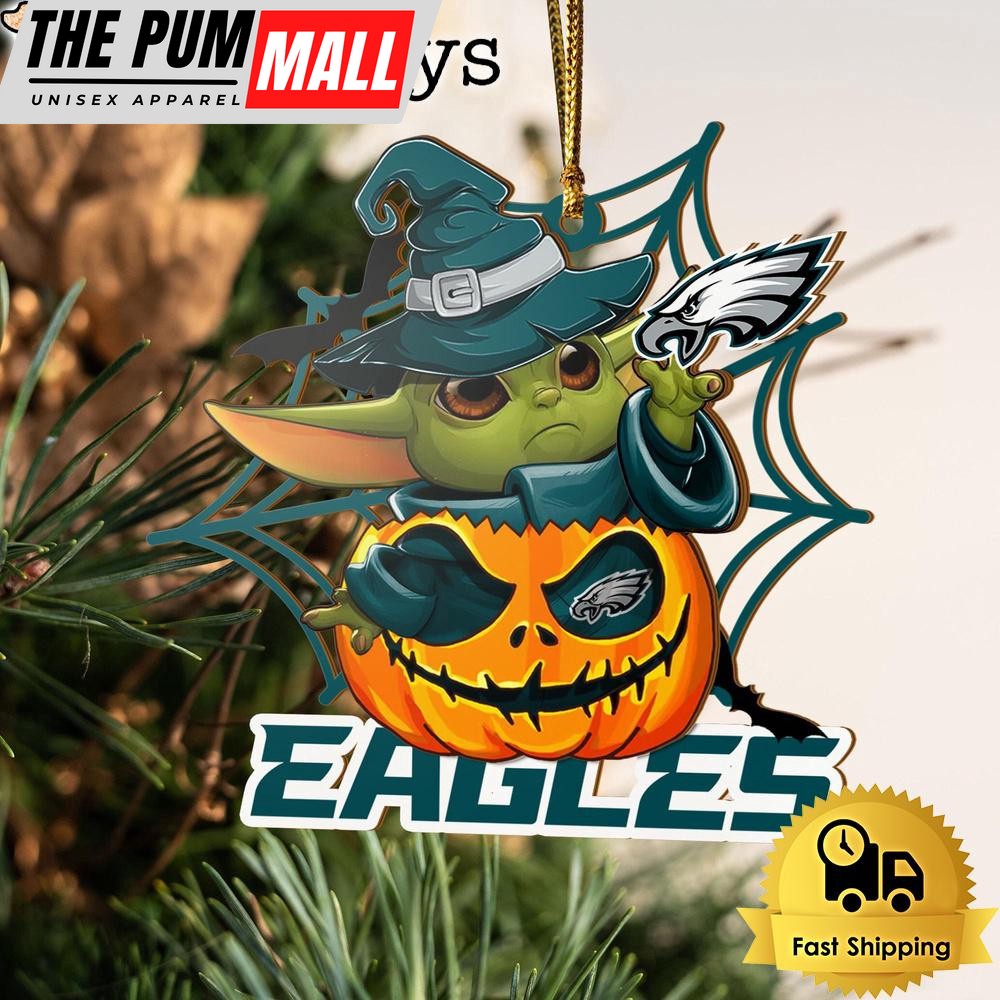 Philadelphia Eagles Baby Yoda Pumpkin Halloween Ornament Limited Edition