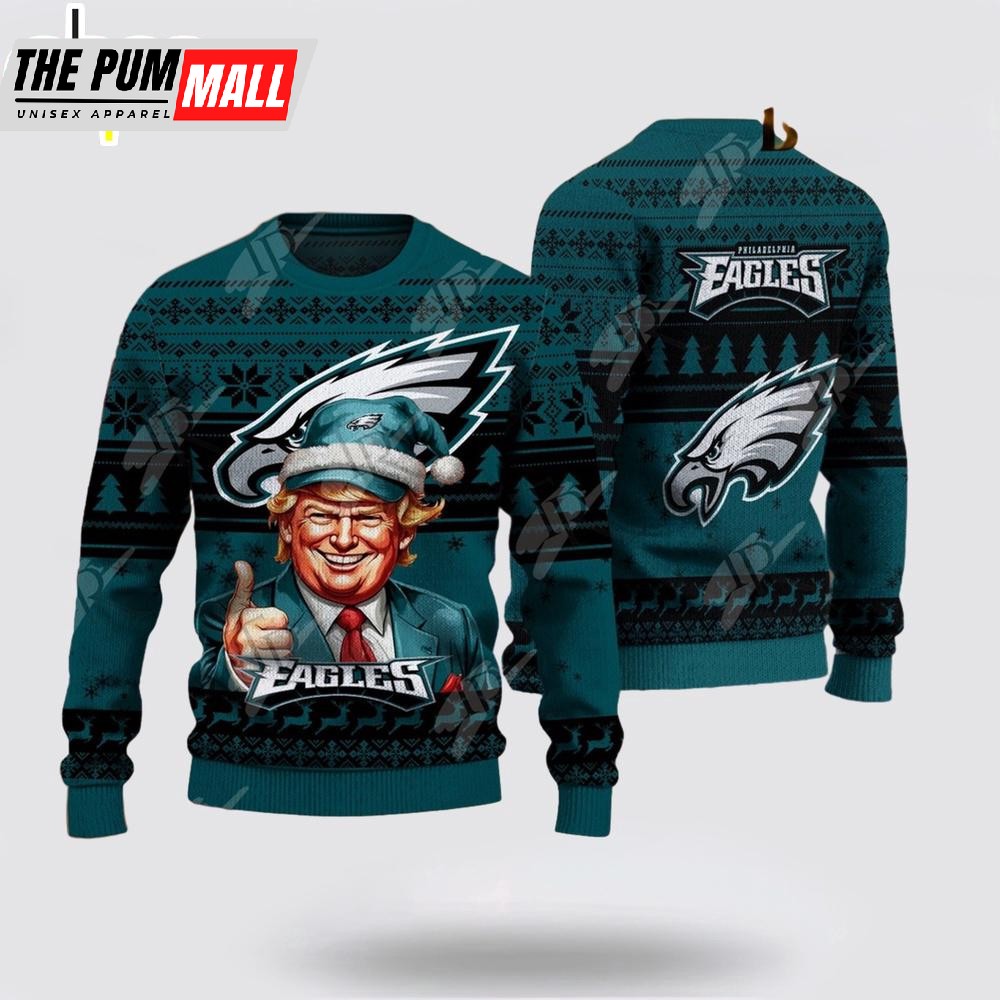 Philadelphia Eagles Christmas Donald Trump Knitted Sweater