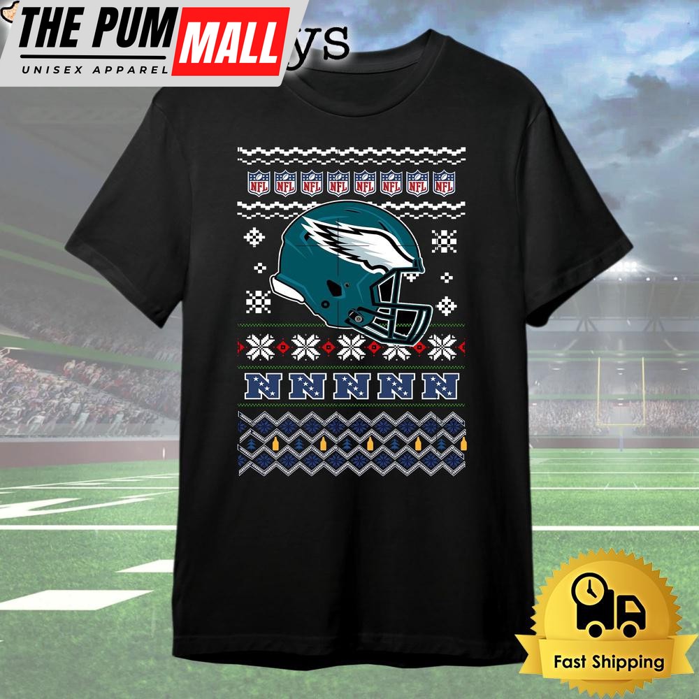 Philadelphia Eagles Helmet Team Christmas T Shirt