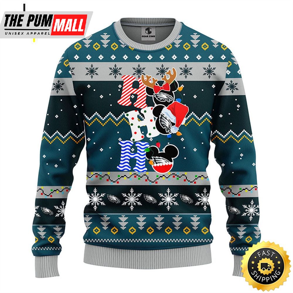 Philadelphia Eagles HoHoHo Mickey Christmas Ugly Sweater