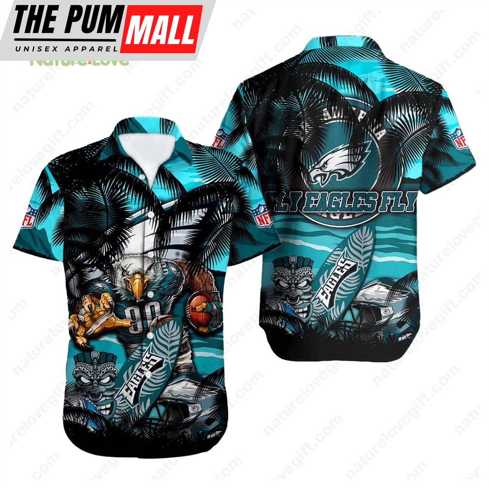 Philadelphia Eagles Mascot Surfing Summer Hawaiian Shirt