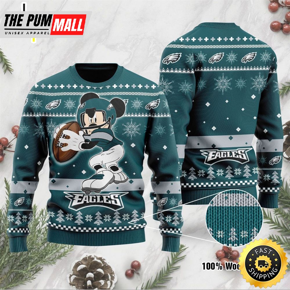Philadelphia Eagles Mickey Mouse Funny Ugly Christmas Sweater, Perfect Holiday Gift
