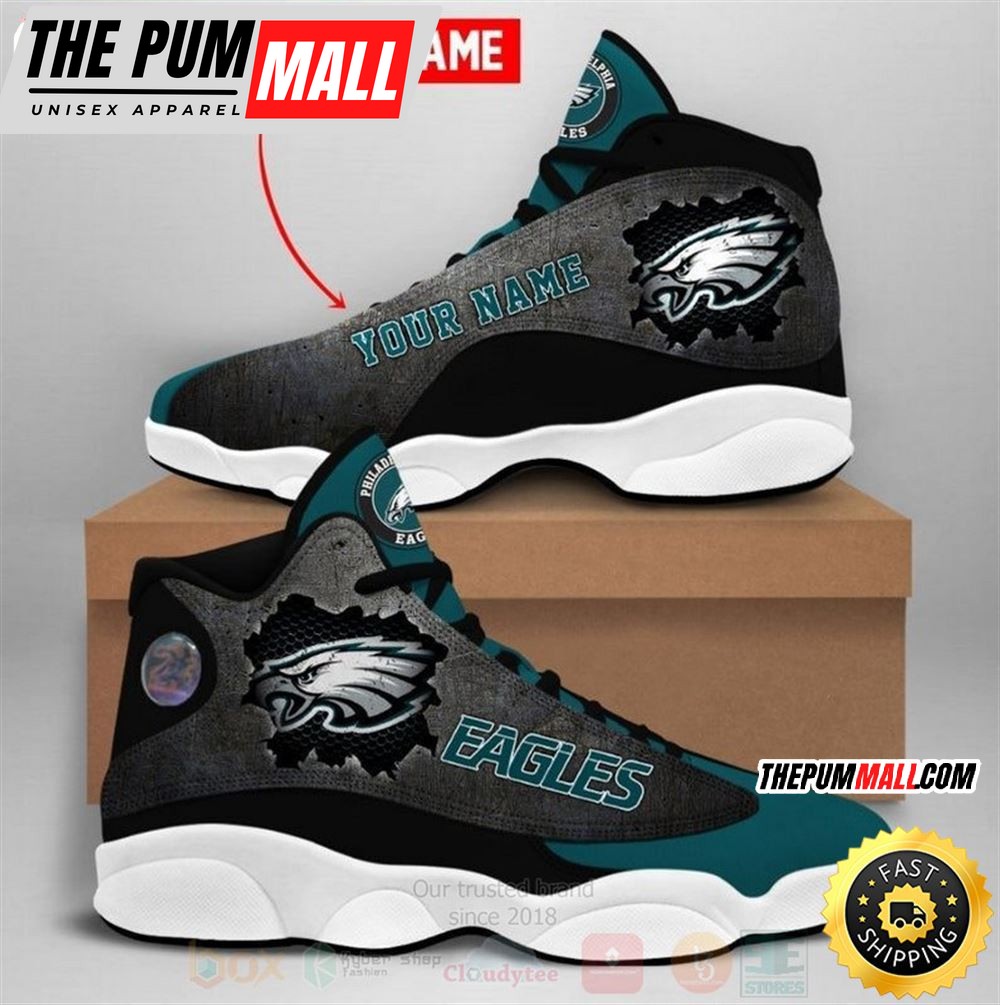 Philadelphia Eagles Nfl Big Logo Football Team Custom Name Air Jd 13 Shoes
