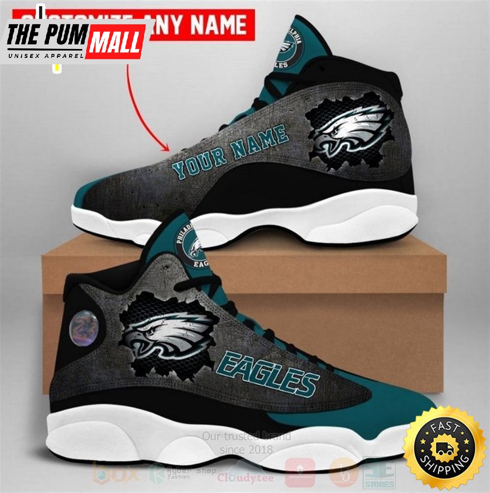 Philadelphia Eagles Nfl Big Logo Football Team Custom Name Air Jd 13 Shoes