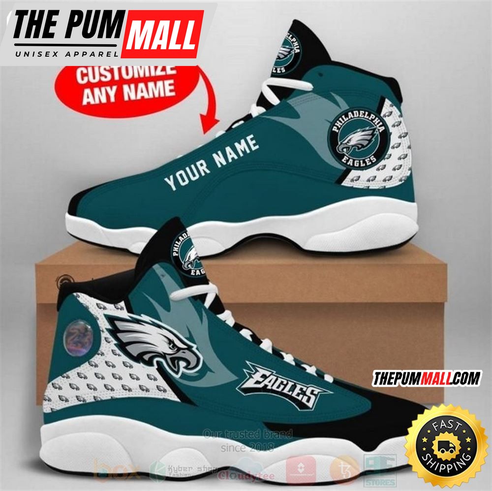 Philadelphia Eagles Nfl Custom Name Air Jd 13 Shoes 2