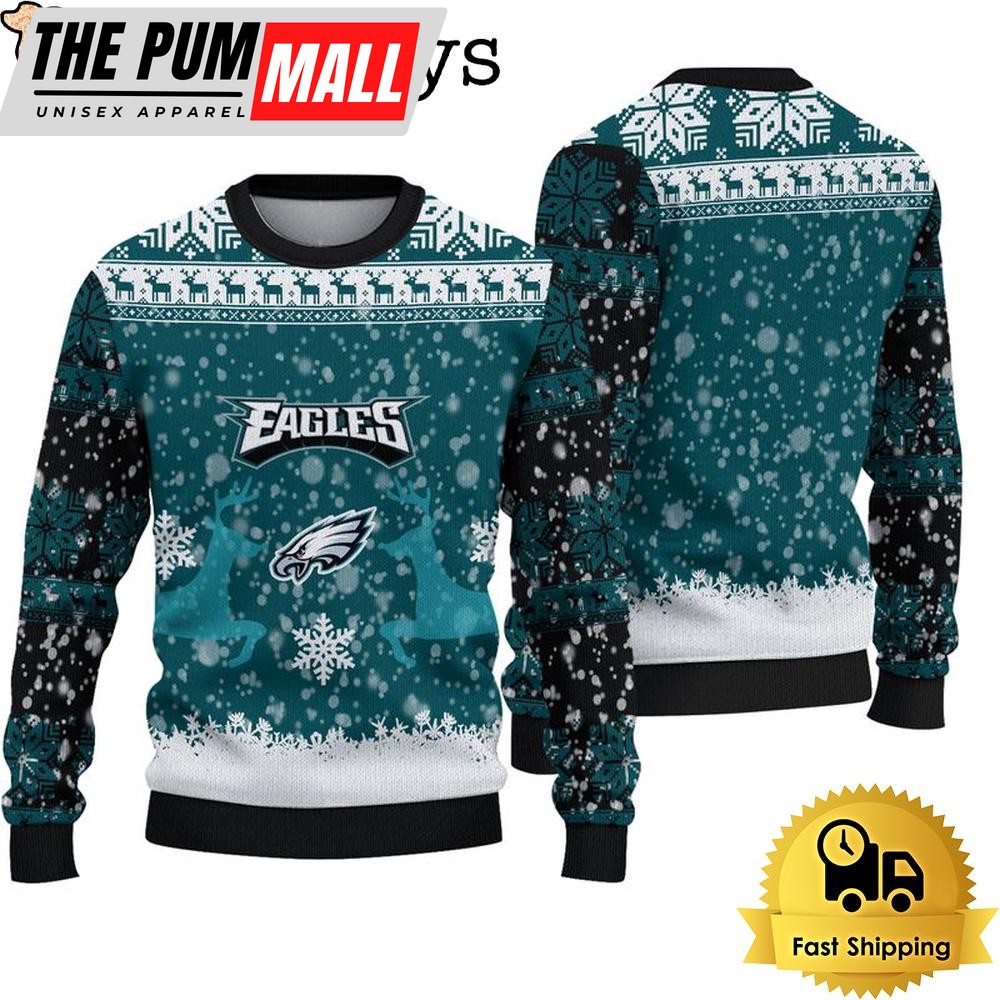 Philadelphia Eagles Reindeer Football Ugly Christmas Sweater