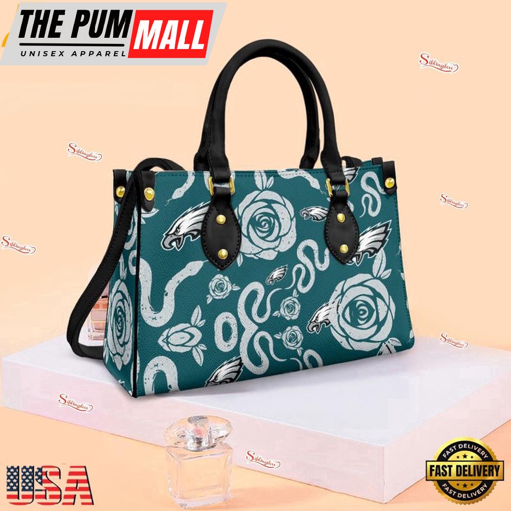 Philadelphia Eagles Rose and Flower Pattern NFL Leather Handbag – Baseball Cap Snapback Hats