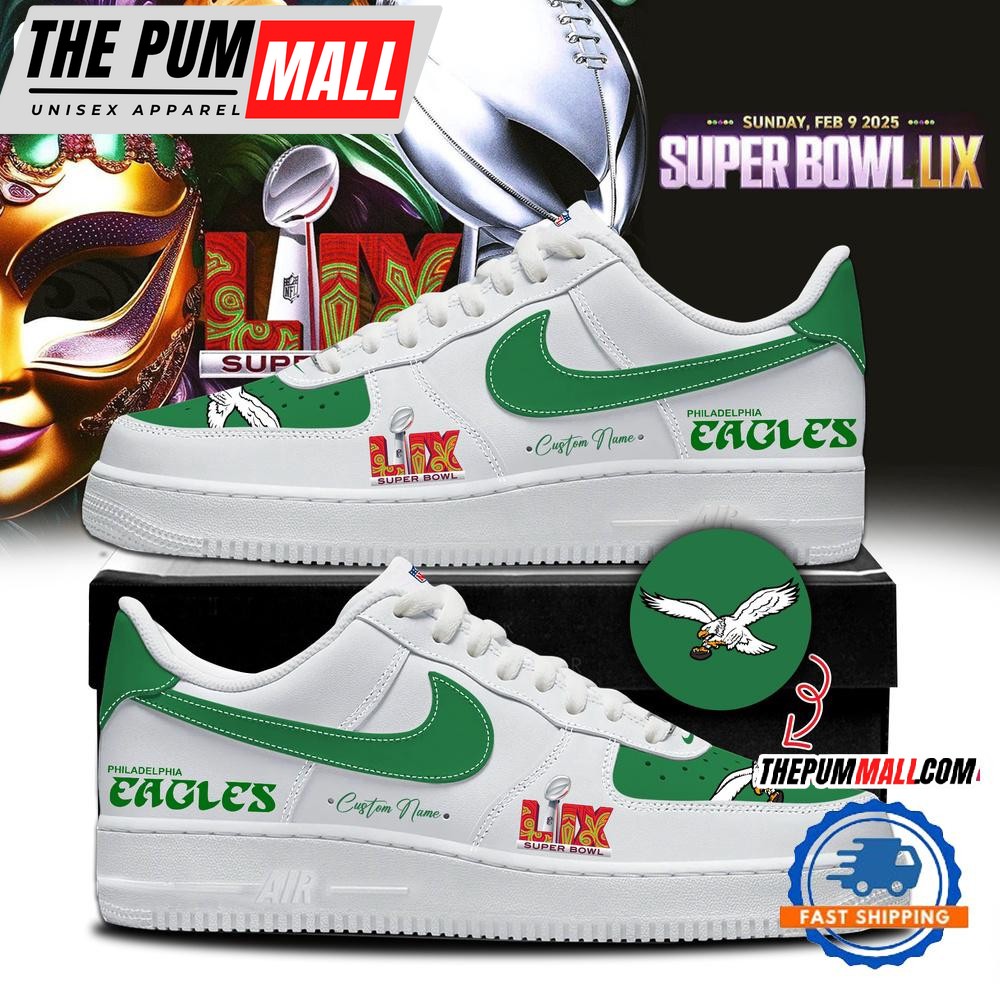 Philadelphia Eagles Super Bowl LIX Green Air Force 1 Shoes Sneaker