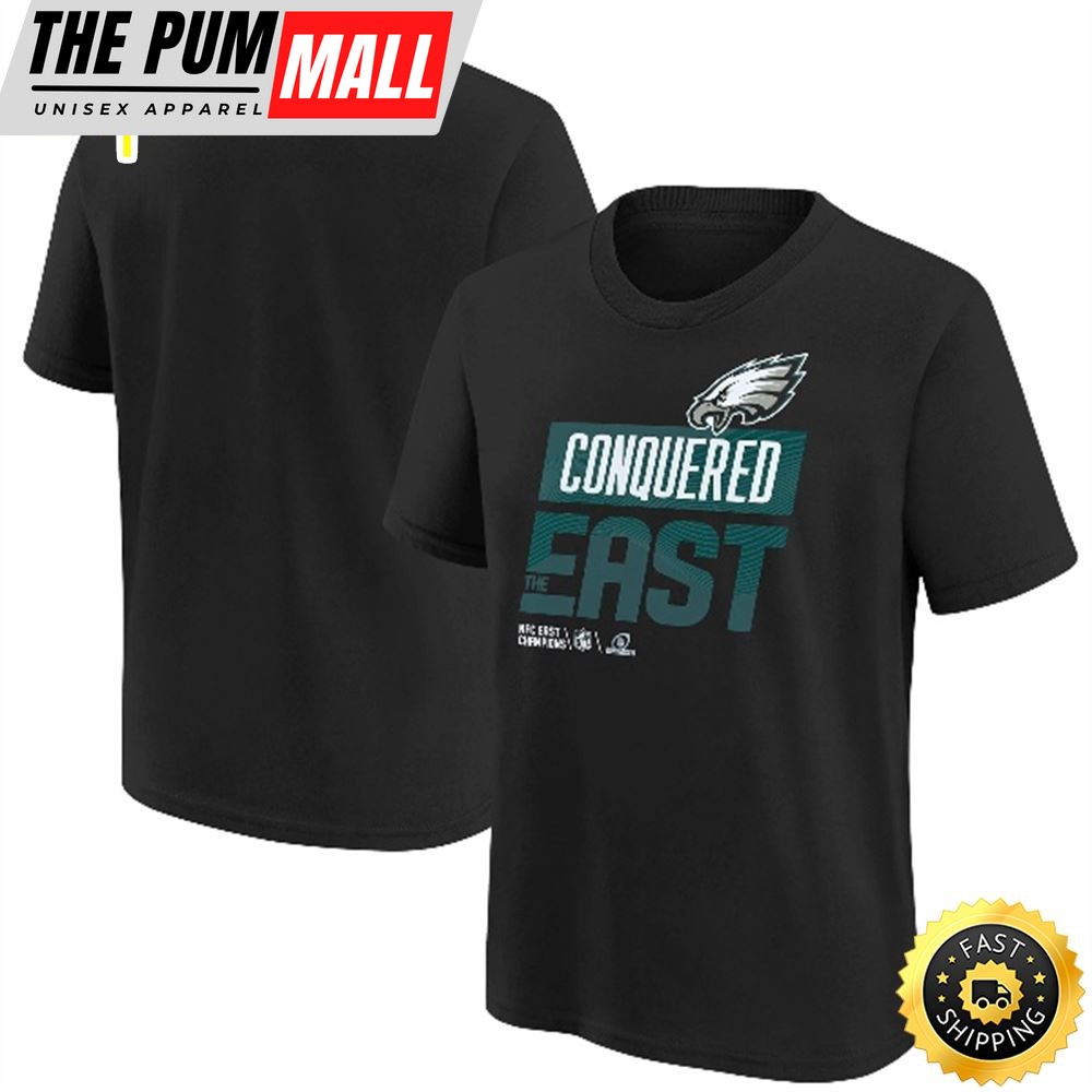 Philadelphia Eagles Youth 2025 NFC East Division Champions Locker Room Trophy Collection Black T-shirt