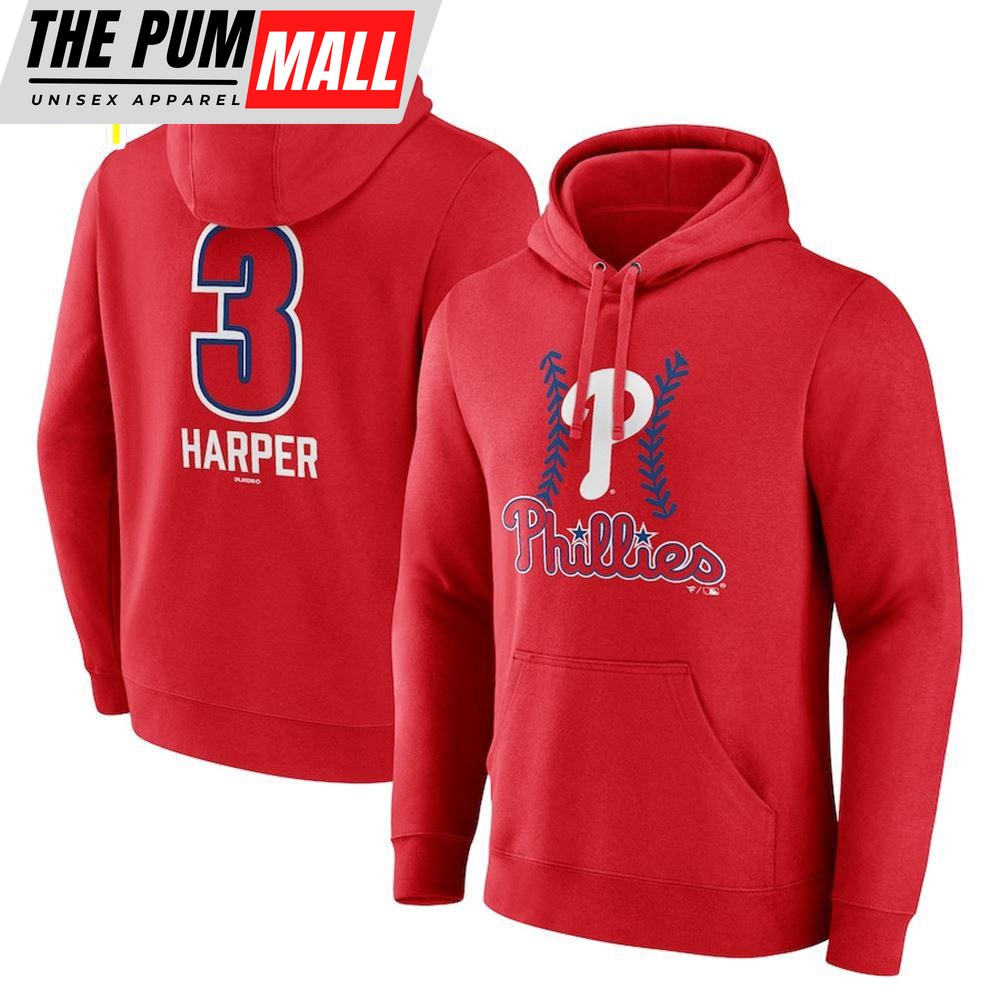 Philadelphia Phillies Bryce Harper Red Fastball Player Pullover Hoodie