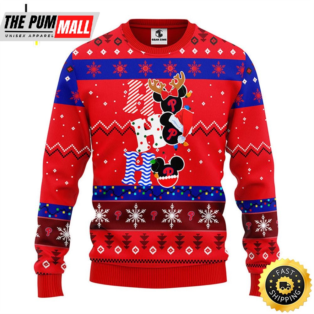 Philadelphia Phillies Hohoho Mickey Christmas Ugly Sweater