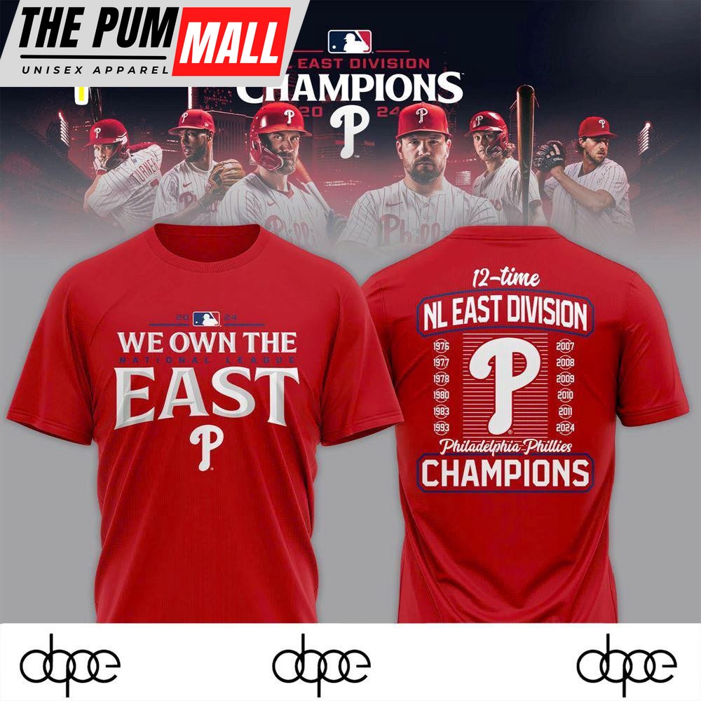 Philadelphia Phillies Red 2024 NL East Division Champions Locker Room T-Shirt
