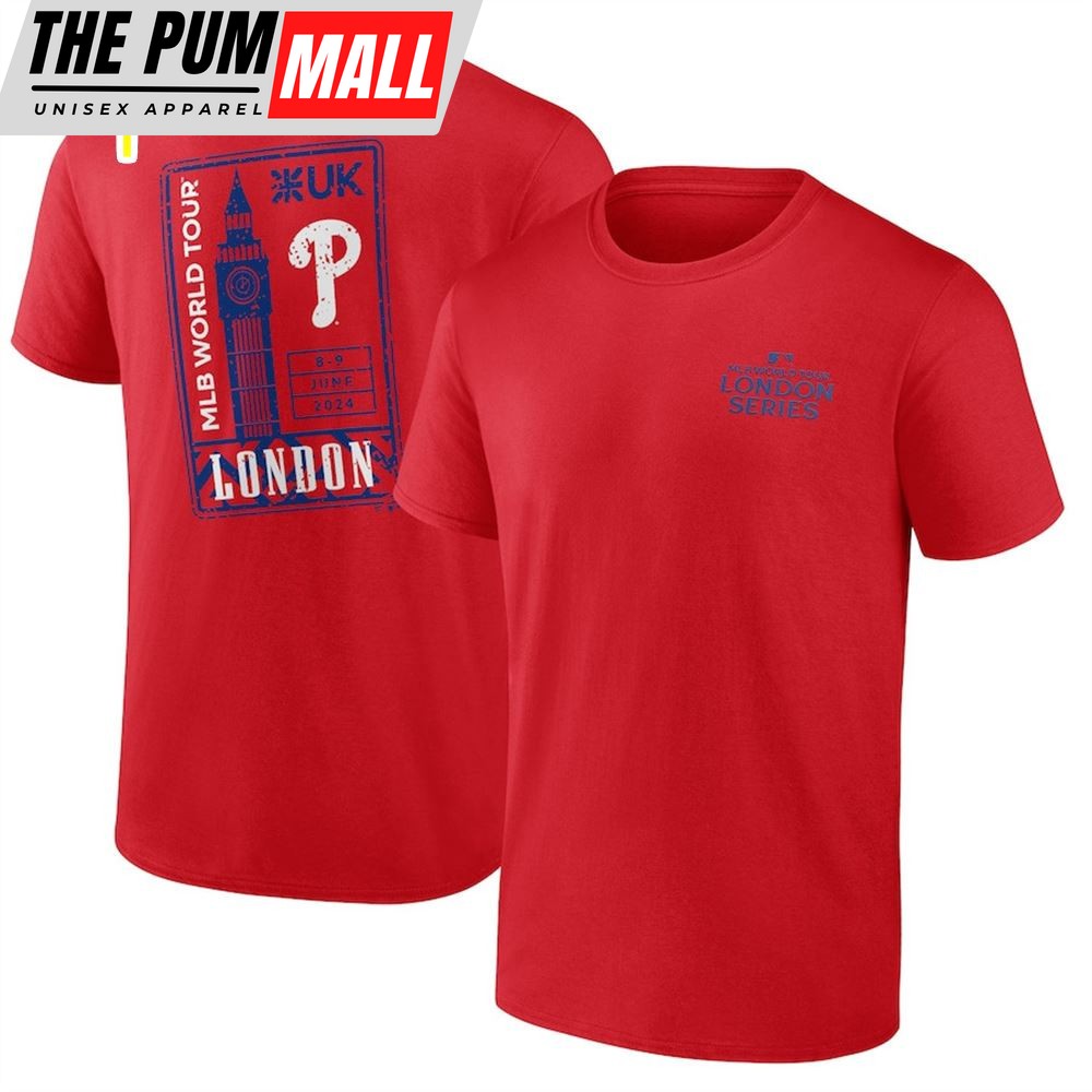 Philadelphia Phillies Red 2025 MLB World Tour London Series Local T-Shirt