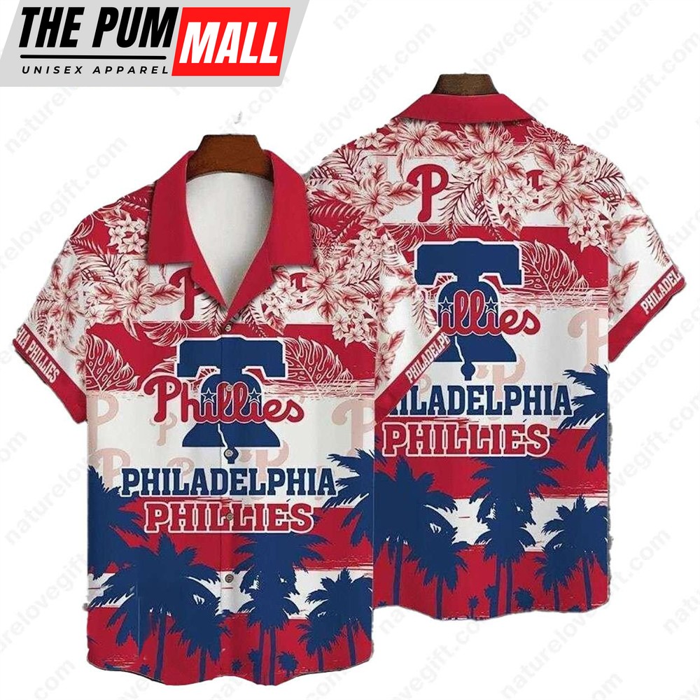 Philadelphia Phillies Tropical Hibiscus Palm MLB Hawaiian Shirt