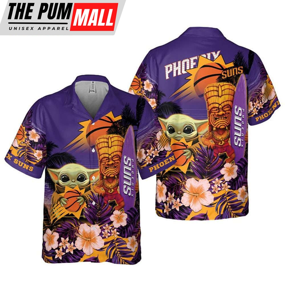 Phoenix Suns Hibiscus Flower Baby Yoda Hawaiian Shirt