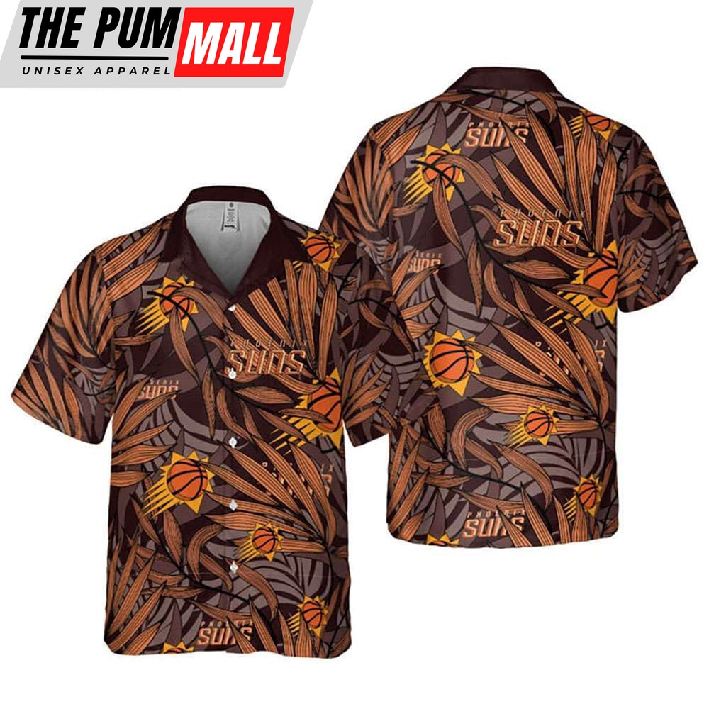 Phoenix Suns Tropical Leafs Button Up Hawaiian Shirt
