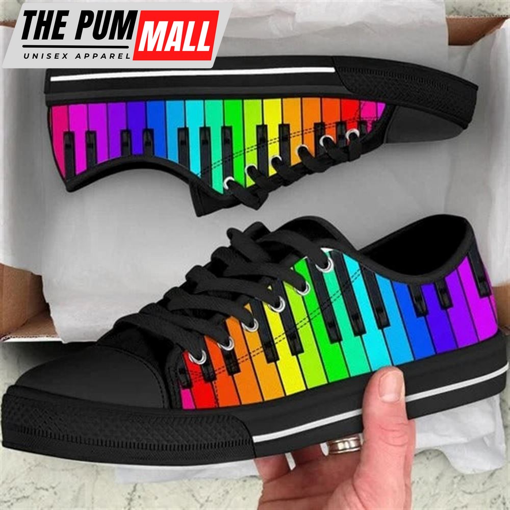 Piano Rainbow Color Canvas Low Top Shoes – Low Top Shoes Mens, Women