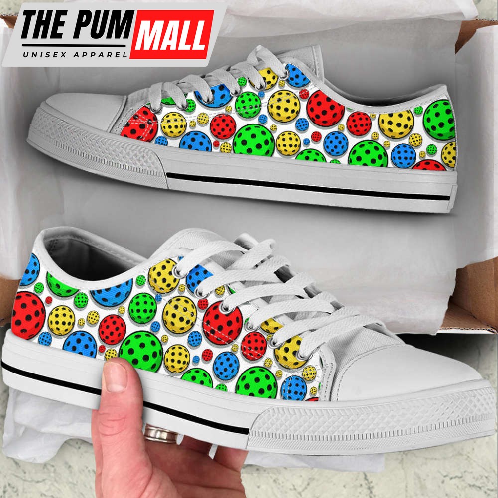 Pickleball Ball Pattern Low Top Shoes Canvas Print Lowtop Fashionable