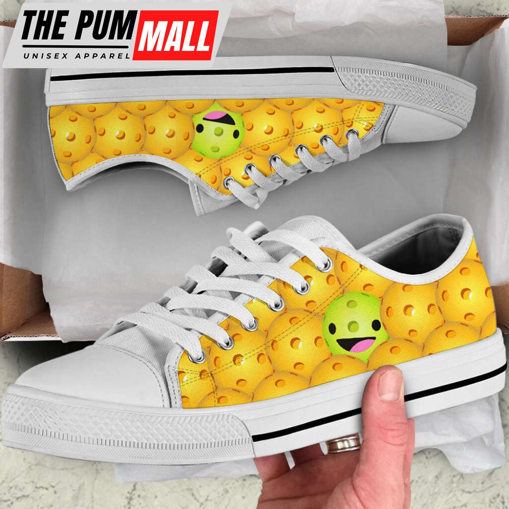 Pickleball Funny Smile Low Top Shoes Canvas Print Lowtop Casual Shoes