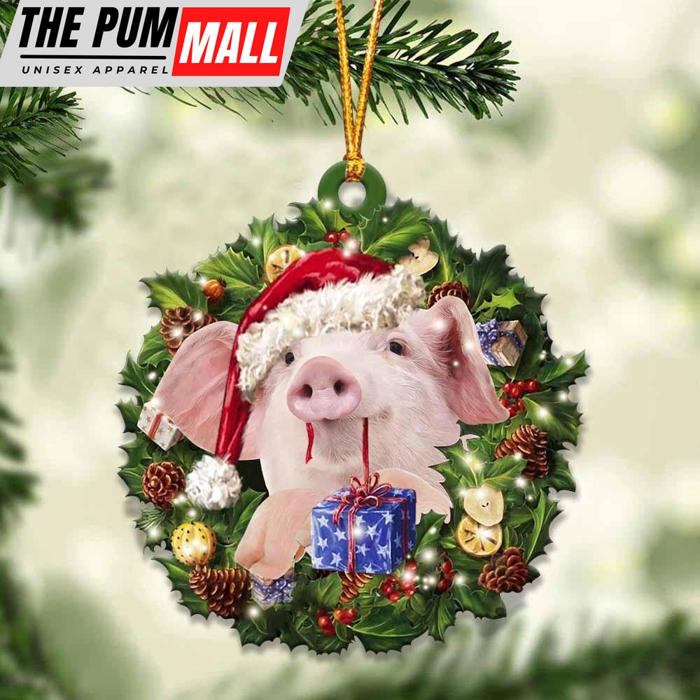 Pig And Christmas Ornament – Acrylic Pig Ornament – Gifts For Animals Lovers Limited Edition