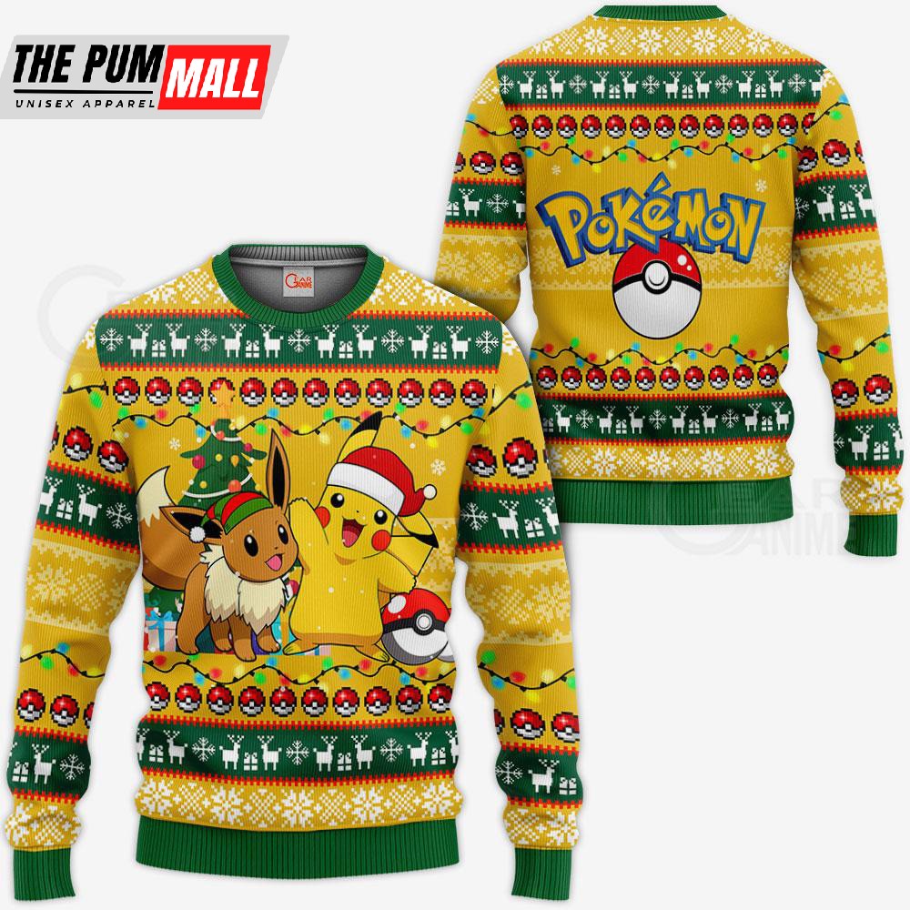 Pikachu Eevee Ugly Christmas Pokemon Anime Xmas Gift Sweater