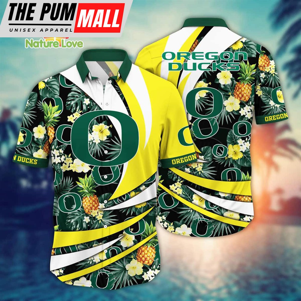Pineapple Oregon Ducks Hawaiian Shirt Summer Flora NCAA Gift For Fans