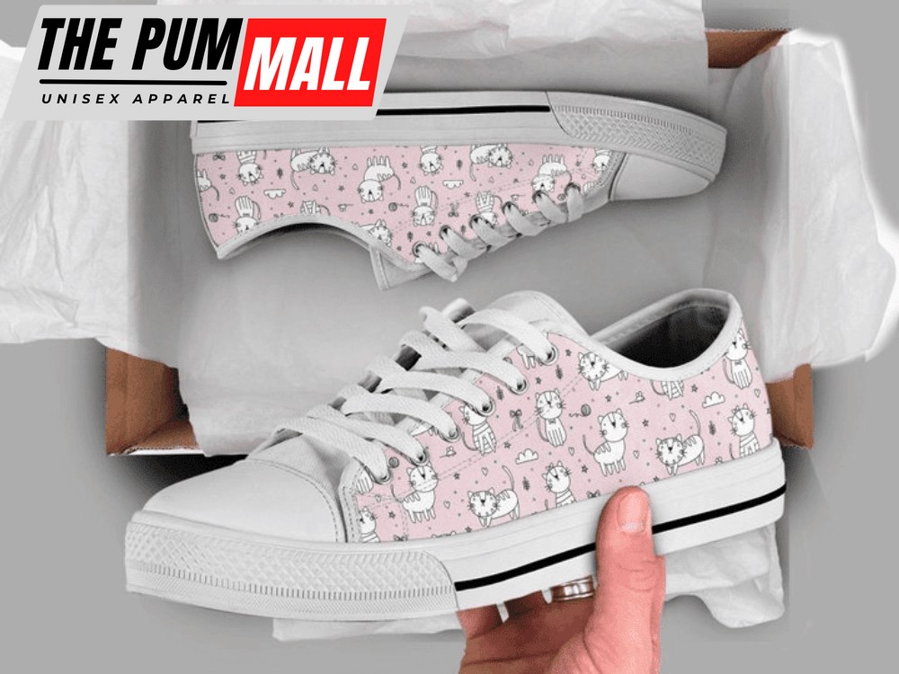 Pink Cat Low Top Shoes – Comfortable Unisex Casual Shoes