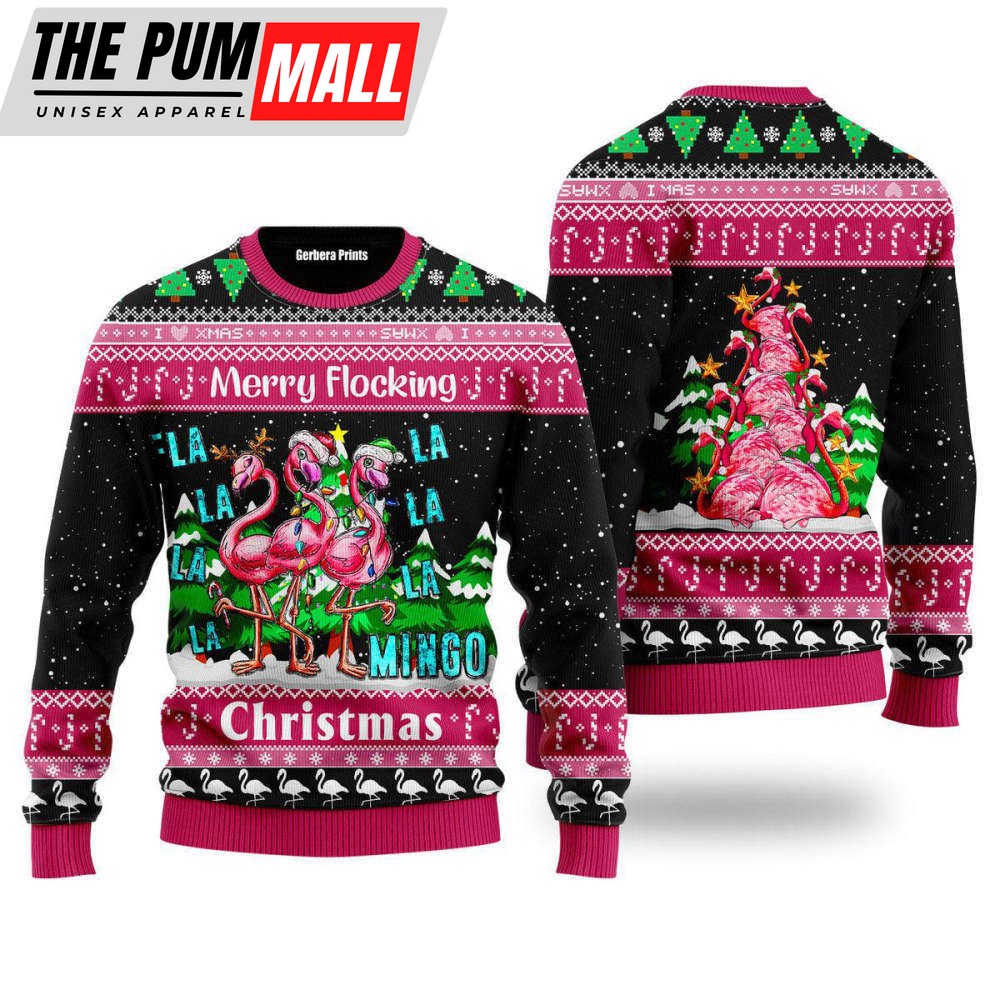Pink Flamingo Christmas Ugly Christmas Sweater For Men & Women UH1411