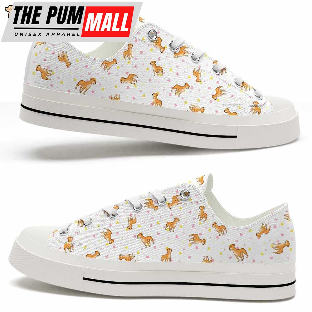 Pit Bull Hearts Pattern Low Top Shoes – Happy International Dog Day Canvas Sneaker – Owners Gift Dog Breeders