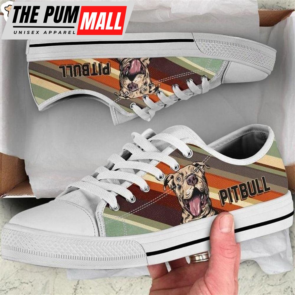Pitbull Dog Low Top Shoes – Pitbull Lovers Canvas Sneaker – Owners Gift Dog Breeders