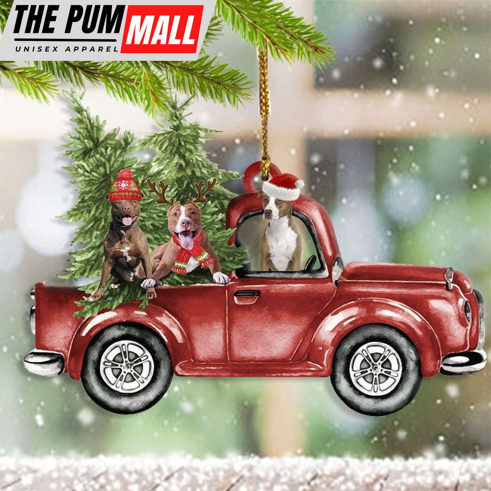 Pitbull On Car Christmas Ornament Funny Xmas Ornaments Gifts For Pitbull Lovers Limited Edition