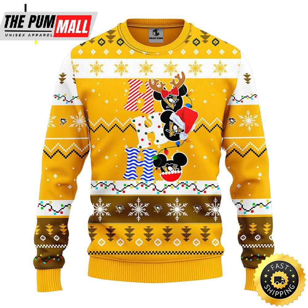 Pittsburgh Penguins Hohoho Mickey Christmas Ugly Sweater
