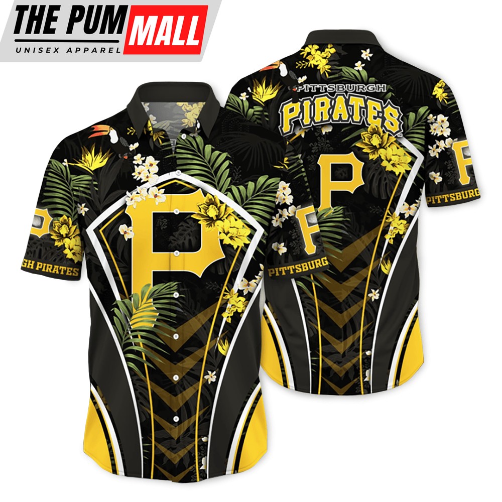 Pittsburgh Pirates MLB Flower Tropical Hawaiian Button Down Shirt